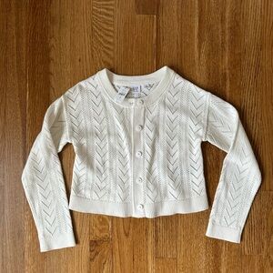 GAP Girls Cream 100% Cotton Pointelle Cardigan, Size Medium (8), NWT